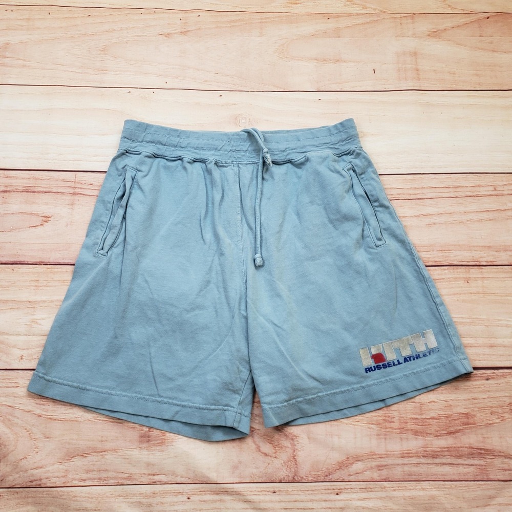 Kith Russell Athletic Shorts Mens Medium Blue 100% Cotton‎ Logo Drawstring